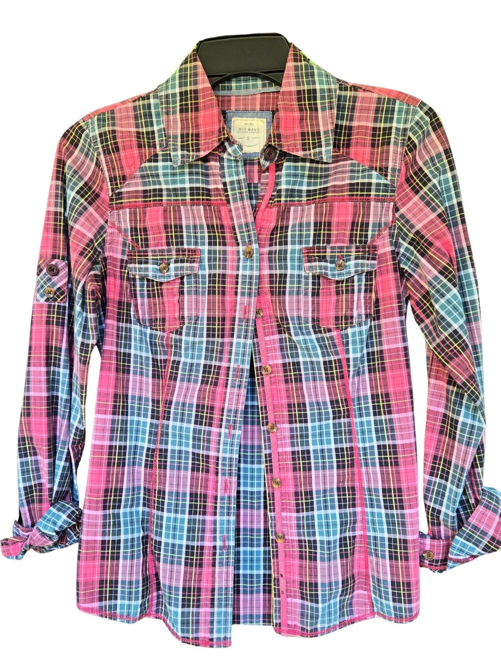 Old Navy Plaid Button Down Shirt, Sz. S